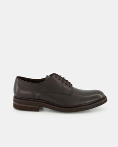 Мужские кожаные туфли на шнуровке с гладким верхом Emidio Tucci, коричневый