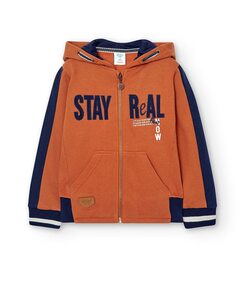 Куртка для мальчика с капюшоном и застежкой-молнией Boboli, оранжевый