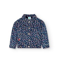 Джинсовая куртка для девочки с микроцветочным принтом и пуговицами Boboli, мультиколор