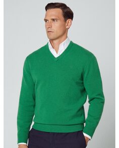 Мужской зеленый свитер с v-образным вырезом Hackett, зеленый