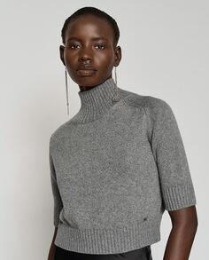 Женский короткий вязаный свитер с рукавом три четверти Roberto Verino, серый