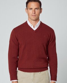 Мужской красный свитер с v-образным вырезом Hackett, красный