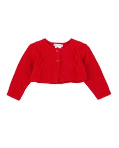 Красная трикотажная куртка для девочки на пуговицах Tutto Piccolo, красный