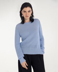 Женский свитер жемчужной вязки с длинными рукавами Naulover, светло-синий