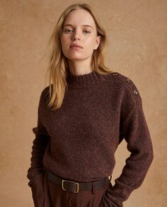 Женский свитер с воротником Perkins и пуговицами Yerse, коричневый