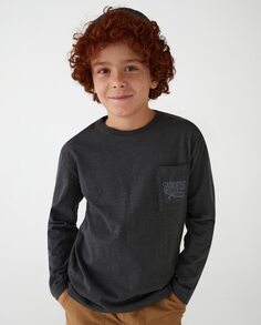 Однотонная футболка для мальчика с длинными рукавами El Corte Inglés, темно-серый