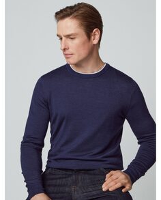 Мужской свитер темно-синего цвета с круглым вырезом Hackett, темно-синий