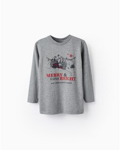 Рождественская футболка для мальчика серого цвета Zippy, серый