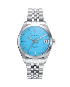 Шикарные стальные женские часы с синим циферблатом Viceroy, серебро
