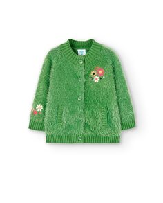 Длинная куртка для девочки с застежкой на пуговицы и карманами Boboli, светло-зеленый