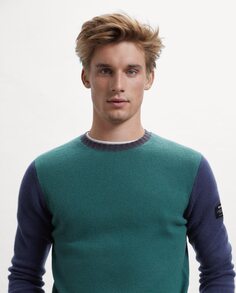 Мужской вязаный свитер с круглым вырезом и эластичными трикотажными манжетами и нижним краем Ecoalf, зеленый
