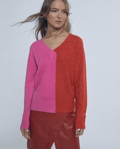 Двухцветный струящийся женский свитер Lola Casademunt, красный