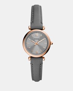 Fossil Carlie Mini ES5068 серые кожаные женские часы Fossil, серый