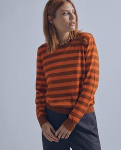 Женский свитер в двухцветную полоску Lola Casademunt, коричневый