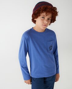 Однотонная футболка для мальчика с длинными рукавами El Corte Inglés, синий