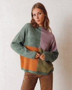 Разноцветный женский свитер Perkins с воротником Indi &amp; Cold, зеленый
