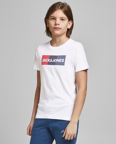 Хлопковая футболка для мальчика Jack &amp; Jones, белый