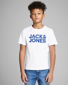Футболка для мальчика Jack &amp; Jones с принтом спереди и короткими рукавами Jack &amp; Jones, белый
