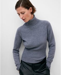 Женский серый свитер с высоким воротником Adolfo Dominguez, серый