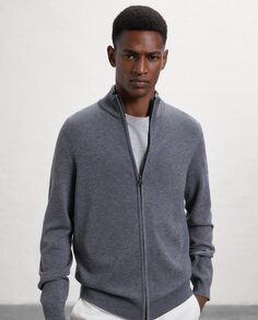 Мужской свитер тонкой вязки с застежкой-молнией и высоким воротником Ecoalf, серый