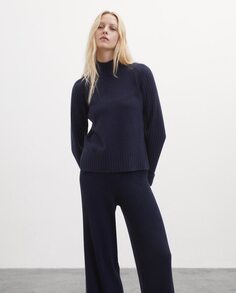 Женский вязаный свитер с высоким воротником Ecoalf, темно-синий