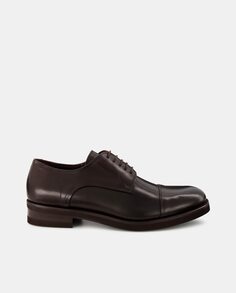Мужские темно-коричневые кожаные туфли на шнуровке с прямым носком и подошвой из ЭВА Emidio Tucci, темно коричневый