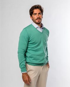 Мужской зеленый свитер с v-образным вырезом Wickett Jones, зеленый