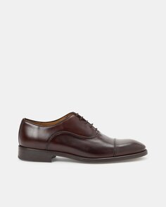 Мужские кожаные туфли на шнуровке с прямым носком и резиновой подошвой L´Stony, темно коричневый