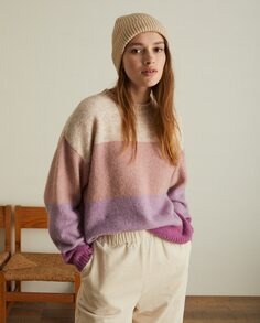 Женский шерстяной свитер с круглым вырезом Yerse, розовый