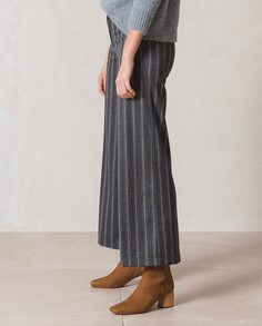 Женские брюки в тонкую полоску с завышенной талией Indi &amp; Cold, темно-синий