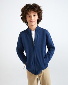 Вязаная куртка для мальчика на молнии El Corte Inglés, темно-синий