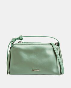 Зеленая мини-сумка из атласа на плечо Calvin Klein, зеленый