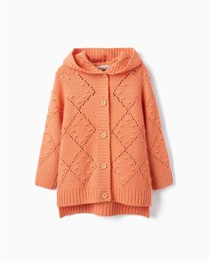 Куртка для девочки с капюшоном и застежкой на пуговицы Zippy, оранжевый