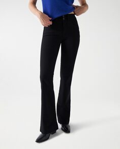 Расклешенные джинсы Women&apos;s Secret с расклешенной посадкой и средней посадкой Salsa Jeans, черный