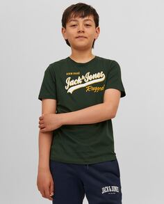 Футболка для мальчика с коротким рукавом Jack &amp; Jones, темно-зеленый