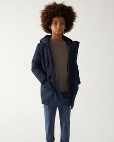 Пальто для мальчика с капюшоном и передними карманами Ecoalf, синий