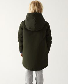 Пальто для мальчика с капюшоном и передними карманами Ecoalf, темно-зеленый