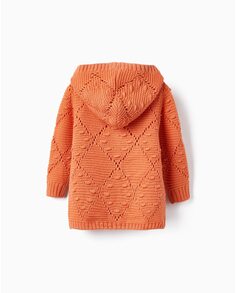 Куртка для девочки с капюшоном и перфорированной трикотажной деталью Zippy, оранжевый