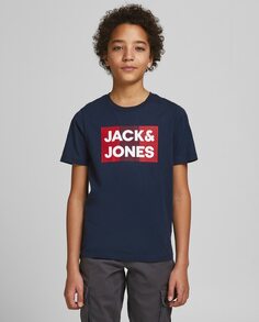 Футболка для мальчика с рисунком спереди Jack &amp; Jones, темно-синий