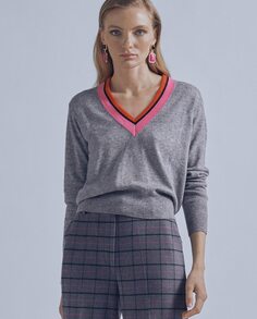 Женский свитер с V-образным вырезом и длинными рукавами Lola Casademunt, серый