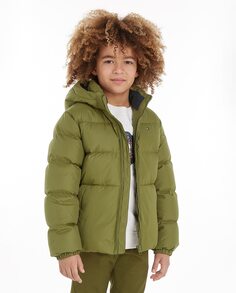 Стеганое пальто для мальчика с капюшоном Tommy Hilfiger, зеленый