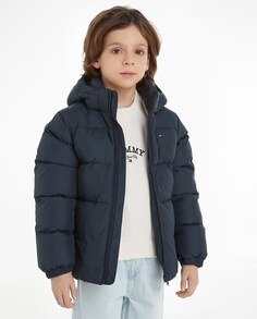 Стеганое пальто для мальчика с капюшоном Tommy Hilfiger, синий