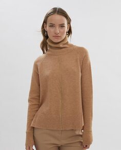 Длинный женский вязаный свитер с водолазкой Lola Casademunt, коричневый