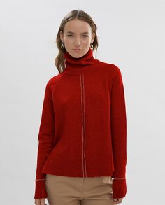 Длинный женский вязаный свитер с водолазкой Lola Casademunt, красный