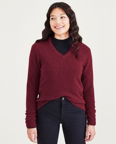 Женский свитер с V-образным вырезом из шерсти и альпаки Dockers, красный