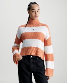 Полосатый женский свитер Perkins с воротником Calvin Klein Jeans, мультиколор