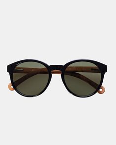 Круглые солнцезащитные очки из переработанных материалов и бамбуковые дужки Parafina, черный