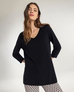 Женский свитер с французскими рукавами и V-образным вырезом Naulover, черный