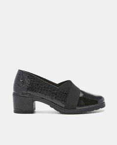 Женские туфли-лодочки из лакированной кожи со скрещенными резинками и блочным каблуком 24HRS, черный