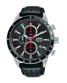 Спортивные мужские часы RM335GX9 из кожи и черного ремешка Lorus, черный